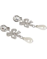 Alessandra Rich - Diamond & Pearl Embellished Earrings - Lyst