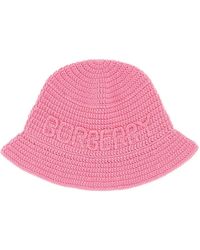 Burberry - Pink Crochet Bucket Hat - Lyst