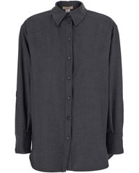 Twinset - Shirt With Classic Collar And Logo Plaque On The Rear - Lyst