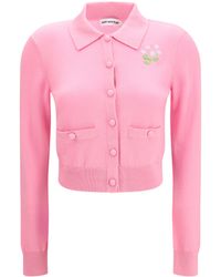 Self-Portrait - Floral Embroidered Knit Cardigan Wool Ovis Aries - Lyst