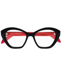 McQueen - Eyeglasses Cat Eye Full Rim, Shiny- Frame And Clear Demo Lens Am0360O003 Sunglasses - Lyst