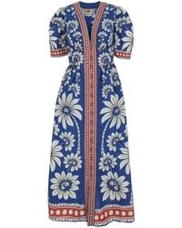 FARM Rio - 'Luna' Long Dress With V Neck And All-Over Floral Motif - Lyst