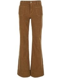 AG Jeans - High Rise Flare Pants Vicky Cotton Trousers - Lyst