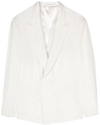 FAMILY FIRST - Off-white Wool Blend Double-breasted Blazer - Lyst