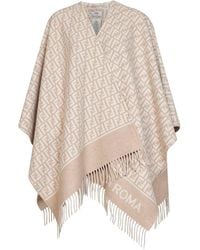Fendi - Ff Wool And Cashmere Poncho Virgin Capes - Lyst