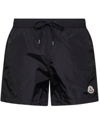 Moncler - Nylon Technique Swim Shorts With Logo Patch - Lyst