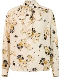 Isabel Marant - Long-Sleeve Shirt With Bow Silk Blouses - Lyst