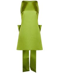 Self-Portrait - Satin A-Line Mini Dress With Bow - Lyst