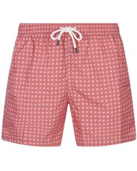 Fedeli - Dark Swim Shorts With Micro Flower Pattern - Lyst