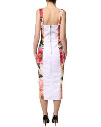 Dolce & Gabbana - Floral Print Viscose Sheath Dress Elastane Nylon - Lyst