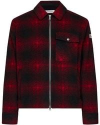 Moncler - Zip-Up Overshirt Check Wool-Blend Polyester Shirt - Lyst
