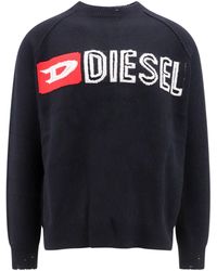 DIESEL - Wool Crewneck Sweater With Cut-up Logo - Lyst