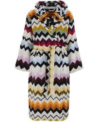 Missoni - Murrina Bathrobe With Hood And All-Over Zigzag Motif - Lyst