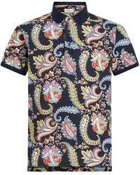 Etro - Navy Jacquard Polo Shirt With Floral Paisley Designs - Lyst