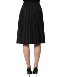 Dolce & Gabbana - Pinstriped Highwaist Pencil Cut Skirt Virgin Wool - Lyst