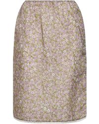 Prada - Alabaster Printed Nylon Midi Skirt - Lyst