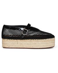 Alaïa - Fishnet And Patent Leather Wedge Espadrilles - Lyst