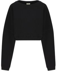 Saint Laurent - Crewneck Cropped Sweatshirt - Lyst