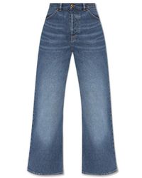 Chloé - Logo Embroidered Wide-leg Jeans - Lyst
