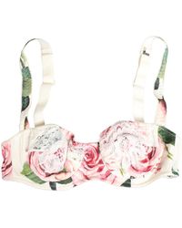 Dolce & Gabbana - Floral Semi-Pad Underwire Underwear Cotton Elastane Nylon Silk Clothing - Lyst