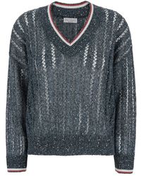 Brunello Cucinelli - Sequin T-Shirt With V Neck - Lyst