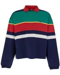 Versace - 'Strips' Multicolored Sweatshirt With Classic Collar Long Sleeves - Lyst