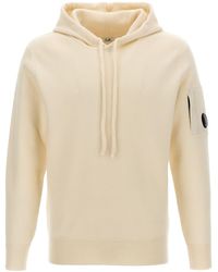 C.P. Company - Logo Badge Hooded Sweater Sweater, Cardigans White - Lyst
