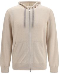 Brunello Cucinelli - Cashmere Zip Up Hoodie Kashmir/Capra Hircus Sweatshirts - Lyst