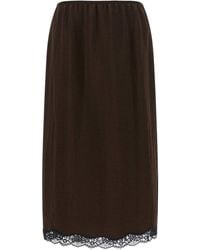 Twinset - Froissé Satin With Lace Hem Skirt - Lyst