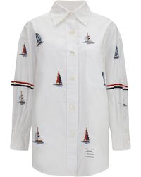 Thom Browne - Oversized Sailboat-Embroidered Shirt - Lyst
