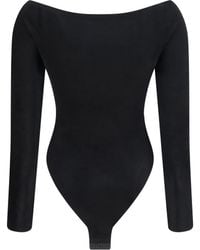 Alaïa - Velvet Off-Shoulder Bodysuit Viscose Top - Lyst