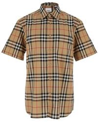 Burberry - Shirt With Classic Collar And All-Over Check Motif - Lyst