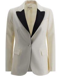 P.A.R.O.S.H. - Satin-Lapel Double-Breasted Blazer - Lyst