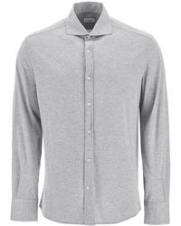 Brunello Cucinelli - Silk And Cotton Lightweight Jersey Shirt - Lyst