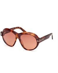 Tom Ford - Sunglasses Aviator Full Rim, Blonde Havana Frame And Bordeaux Gradient Lens Ft111353T - Lyst
