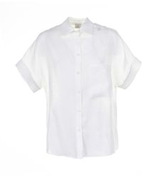 Eleventy - Linen Shirt With Half Sleeves - Lyst