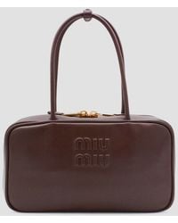 Miu Miu - Dark Leather Top Handle Bag - Lyst