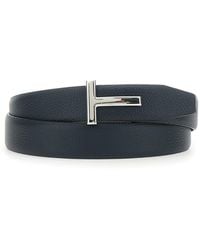 Tom Ford - Reversible Belt With T Buckle Closure And Embossed Crocodile Effect - Lyst