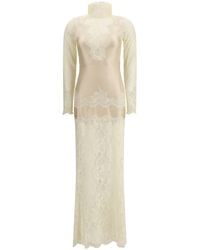 Rabanne - Laced Ivory Long Dress - Lyst