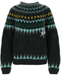 Loewe - + Suna Fujita Fair Isle Embroidered Mohair-blend Sweater - Lyst