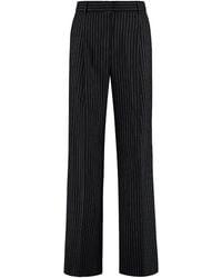 MICHAEL Michael Kors - Wool Blend Pin-Striped Trousers Wide-Leg - Lyst