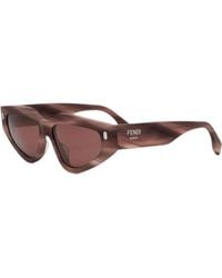 Fendi - Sunglasses Cat Eye Full Rim, Striped Frame And Lens Fe40163U74S - Lyst