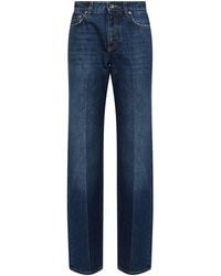 Dolce & Gabbana - Cotton Denim Straight Jeans - Lyst