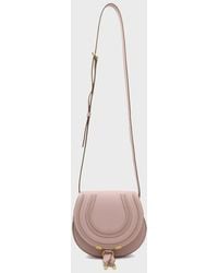 Chloé - Rose Leather Saddle Marcie Crossbody Bag - Lyst