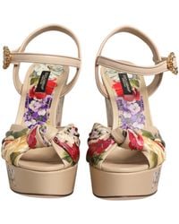 Dolce & Gabbana - Floral Ankle Strap Wedge Sandals Shoes 100Lf - Lyst