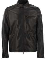 Hogan - Leather Biker Jacket - Lyst