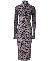 Ssheena - Long Leopard Knit Dress Lilac And - Lyst