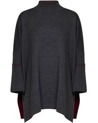 Herno - Virgin Wool Knit Poncho-Style Top - Lyst