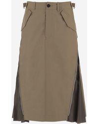 Sacai - Cotton Skirt With Side Zips - Lyst