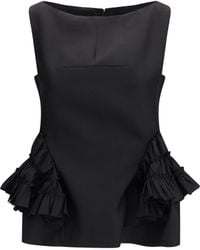 Dries Van Noten - Peplum Top Ruffled Cotton Tops - Lyst